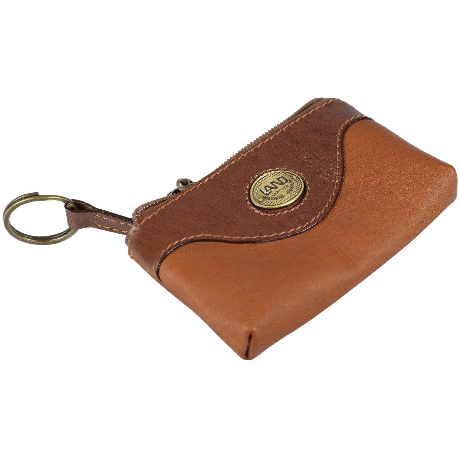Leather Keychain Holder Zipper Key Pouch Durable Coin Purse Men